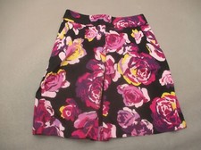 Express Design Size 2 Womens Floral Cotton Blend Back Zip Slit A-Line Skirt 378