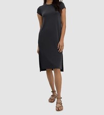 $148 Splendid Women's Black Knee-Length Crewneck Slits T-Shirt Dress Size Small
