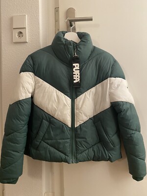 Kurzer Bomber Steppjacke Puffa S NEU grün/weiß