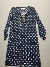 Michael Kors Women Dress XS Blue A-Line Long Sleeve Knee Length Polyester Party