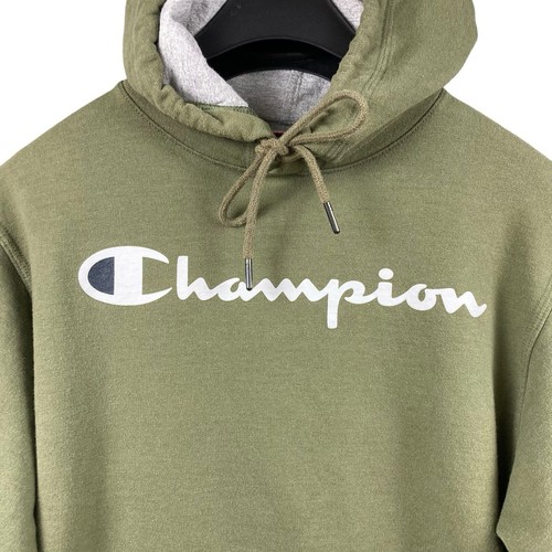 Champion Hoodie Small Olive Light Green Pullover Spell Out Logo Classic Hooded - Picture 2 of 7