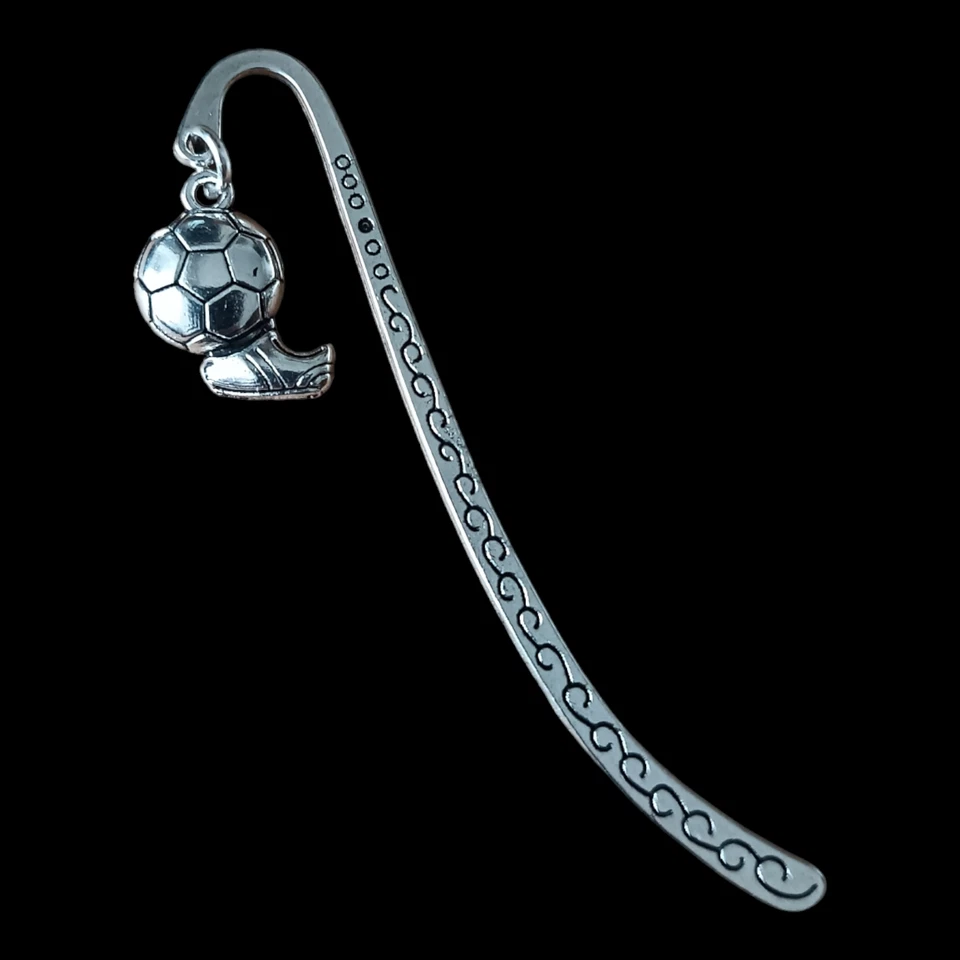 HAPPY..HIPPO Football & Boot Tibetan Antique Silver Charm Bookmark Birthday Wedding Xmas Gift