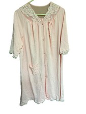 VTG Shadowline Half Sleeve Nightgown Pink W/Lace Medium
