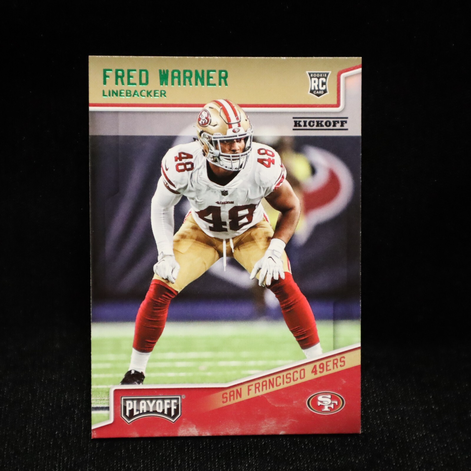 2018 Fred Warner RC San Francisco 49ers "GREEN LETTERS" Playoff #295   RARE!!