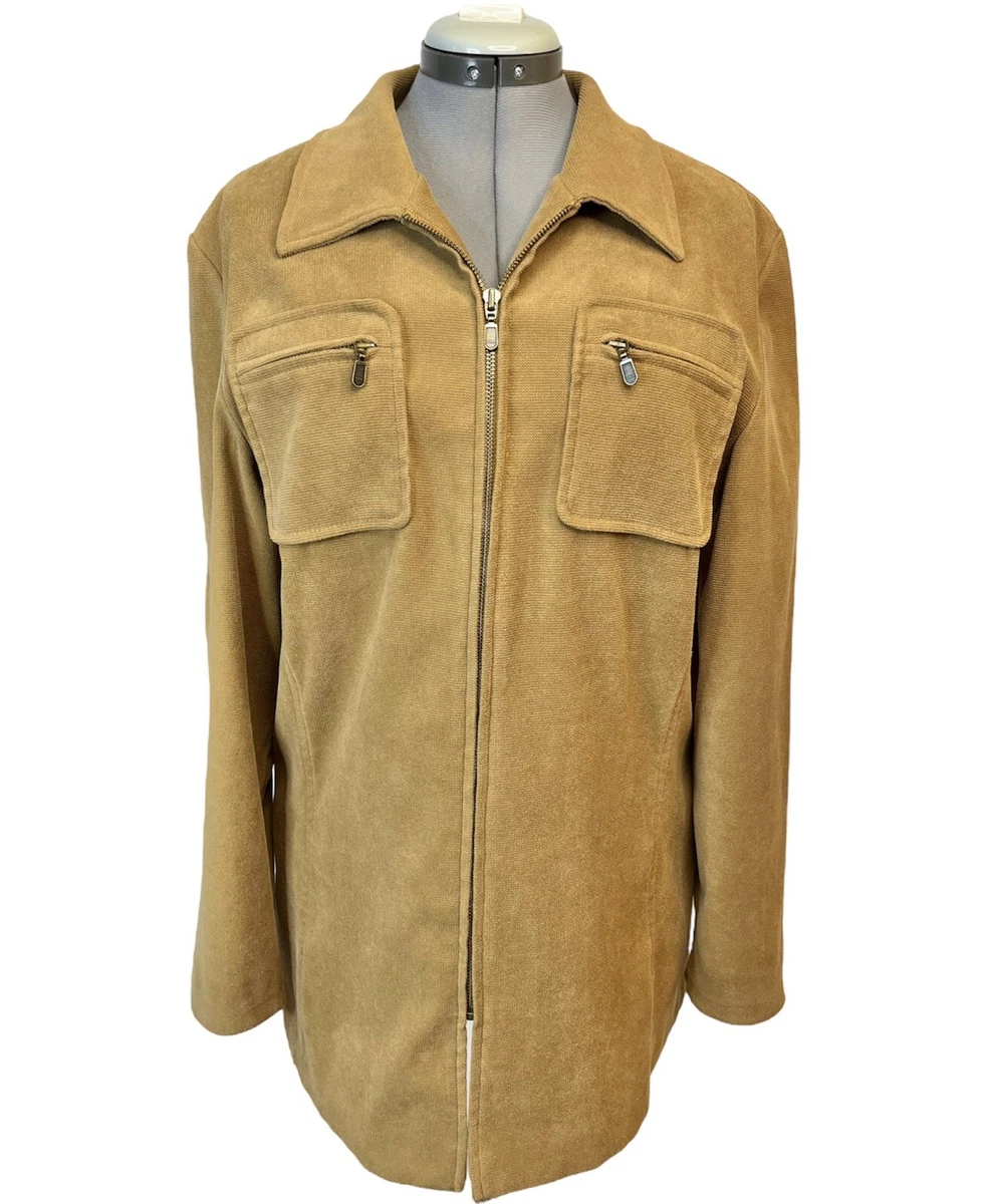 Vintage 1970s Tan Utility Jacket Shirt Casual Sweater L Large XL 12 14 Top 70s