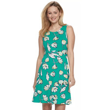 Apt. 9 NEW Kelly Green Floral Fit & Flare Sleeveless Jersey-Knit Dress 2X Plus