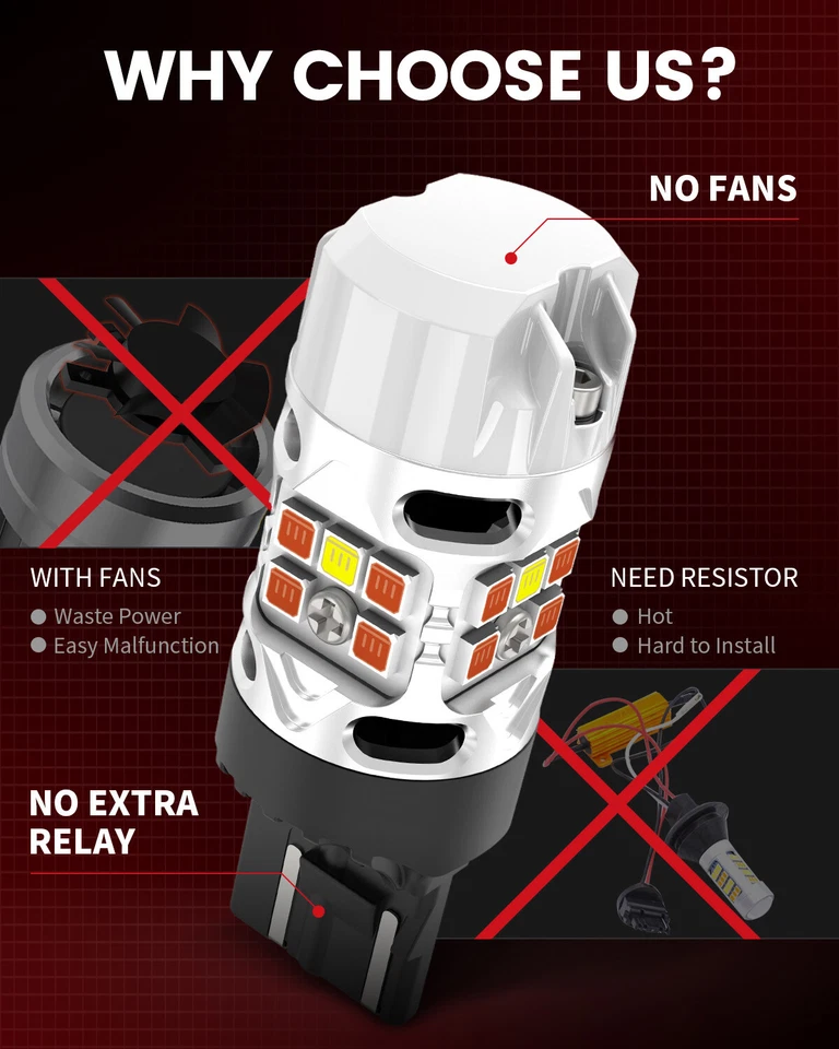 Luz de señal de giro LED 7443 DRL Switchback sin errores para Toyota Tacoma 2024-2025 Foto 4 de 4