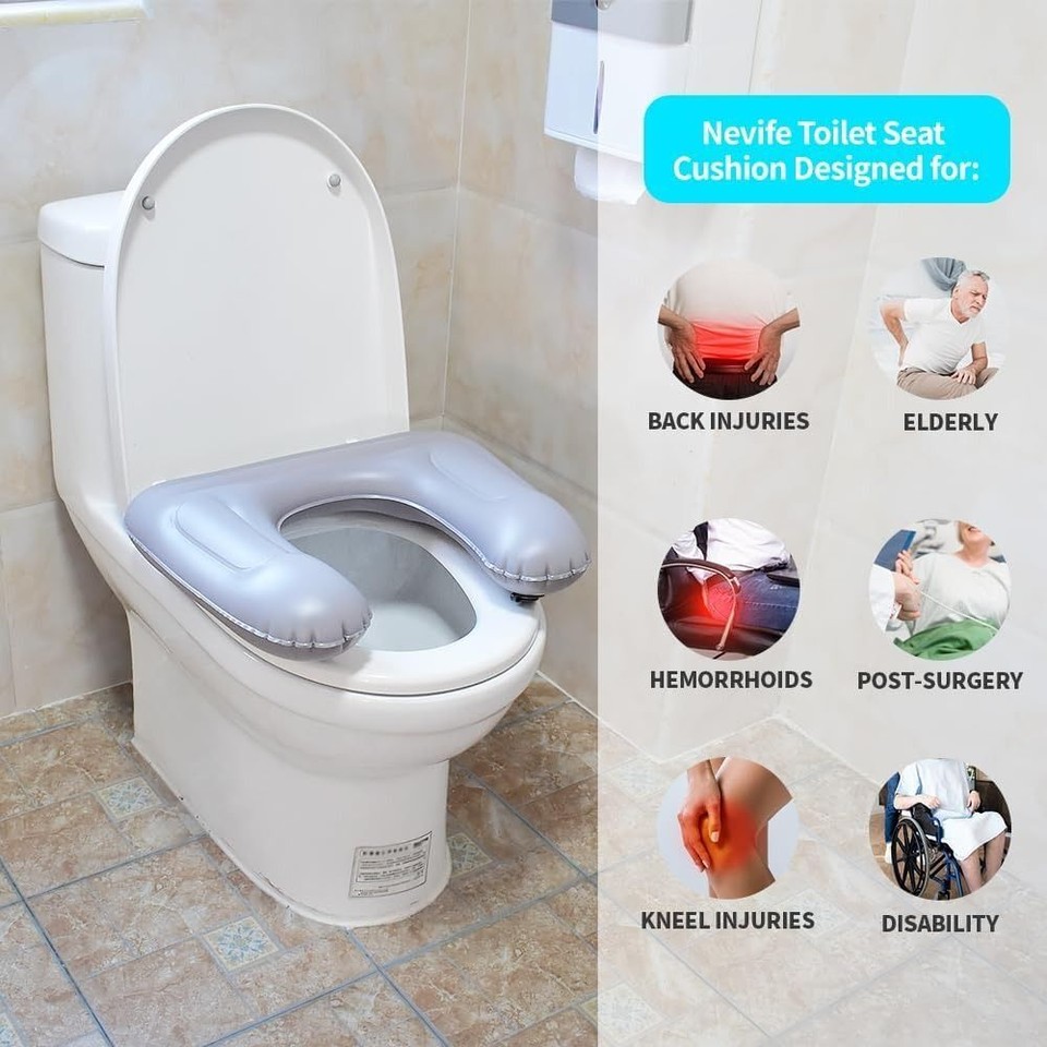 Height Adjustable Inflatable Toilet Seat Cushion Toilet Seat Riser