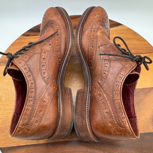 Bed Stu Algarve Shoes Mens 8 Brown Leather Wingtip Broque Oxford Dress Casual - Picture 7 of 11