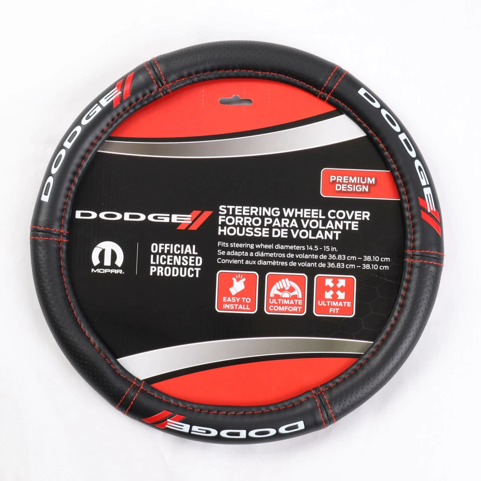 New 5 pc Dodge Elite Logo Car Truck SUV Front Seat Covers Steering Wheel Cover Foto 4 de 4