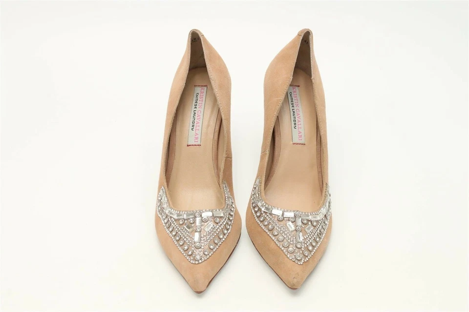 Zapatos de salón CHINESE LAUNDRY KRISTIN CAVALLARI beige gamuza con joyas talla 10 ¡NUEVO! Foto 2 de 4