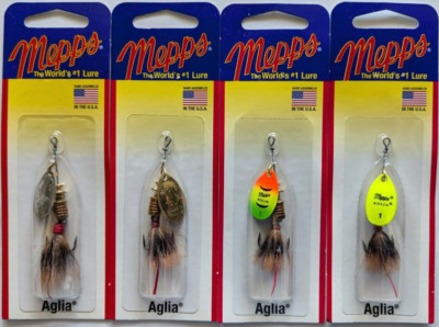 4 - Mepps  Aglia Spinner - 1/8 oz.- Four Popular Colors!