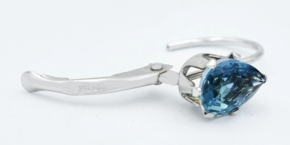 PENDIENTES COLGANTES ORIGINALES DE CIRCÓN AZUL DE 2,44 quilates ORO 14k - Servicio de tasación gratuito Foto 3 de 4