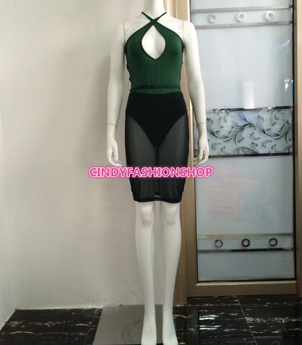 New Women Sexy Mesh BodyCon Bandage Party Evening Club Cocktail Backless Dress - Picture 9 of 10