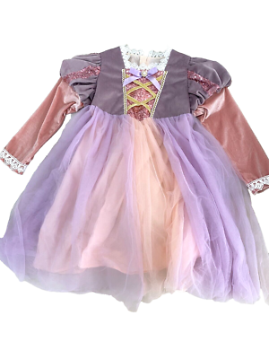 Girl Disney Princess Tangled Rapunzel Dress Pink Purple Long Sleeve Size  4-5 | eBay