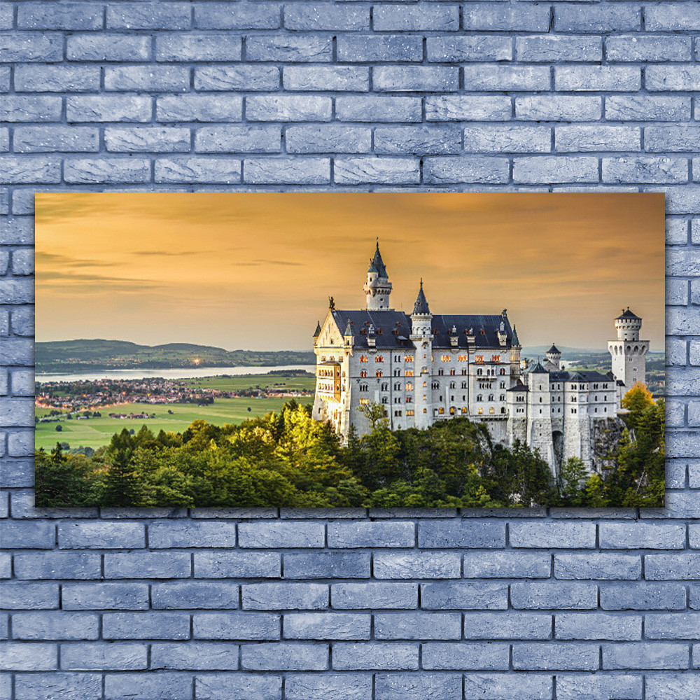 Tableau paysage château 140x70 impression sous verre acrylique mural
