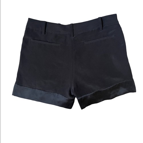 BARBARA BUI Womens NWT Silk Shorts FR 36 US 4 Black Tuxedo Satin Crepe - Picture 2 of 6