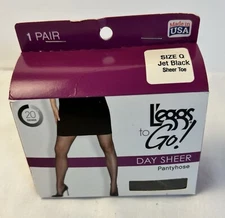 Leggs To Go Days here Pantyhose (1 Pair) Size Q Black Sheer Toe Nylons