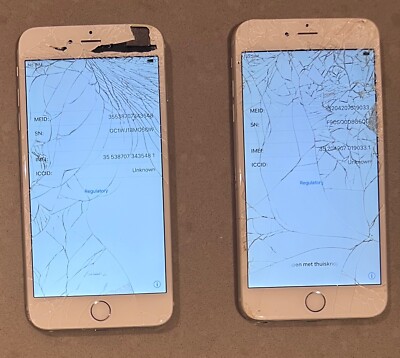 Lot of 2 Damaged As-is Apple iPhone 6+ A1522 A1524 16GB - Silver