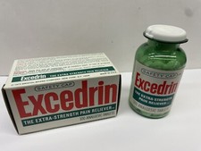 Vintage Excedrin Plastic Bottle Aspirin Analgesic Tablets With Box 1972