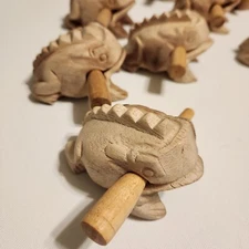 Raw Hand Carved Thai Wood Frog Percussion Instrument 3 inch