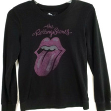 The Rolling Stones-Girls Pullover Crewneck Sweatshirt, Extra Large XL, Black