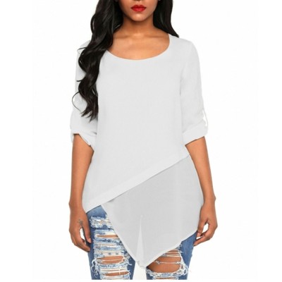 nwt Asymmetric Hemline Crepe Blouse Off-White S