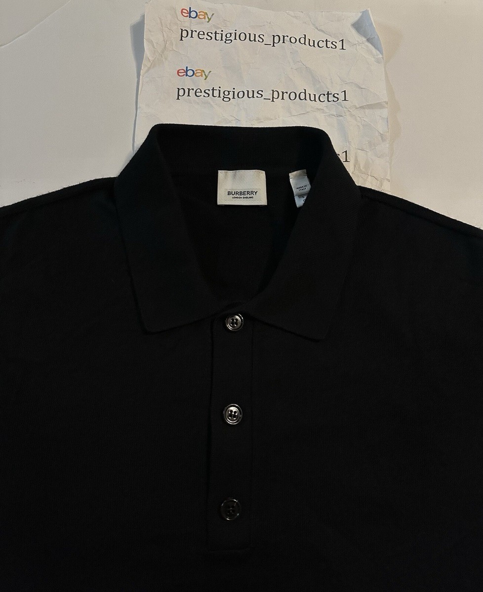Burberry Recent Merino Wool Short Sleeve Polo Shirt Black sz