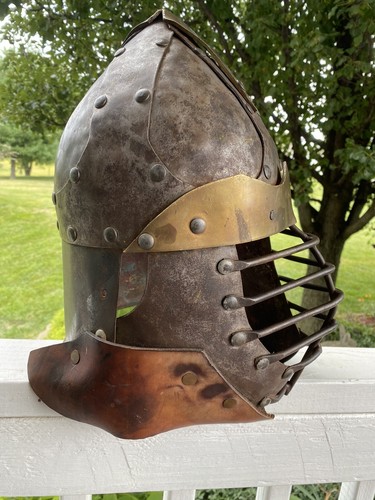 Roman Helmet Grill Medieval Viking Knight Renaissance Festival Costume Steel - Picture 2 of 20