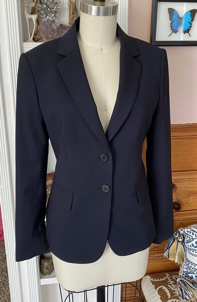 $435 THEORY black Sz 2 Carissa Classic Virgin Wool stretch Suit