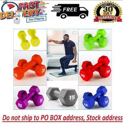 Neoprene Hex Dumbbell Hand Weights, Set of 2 - Workout Strength Training
