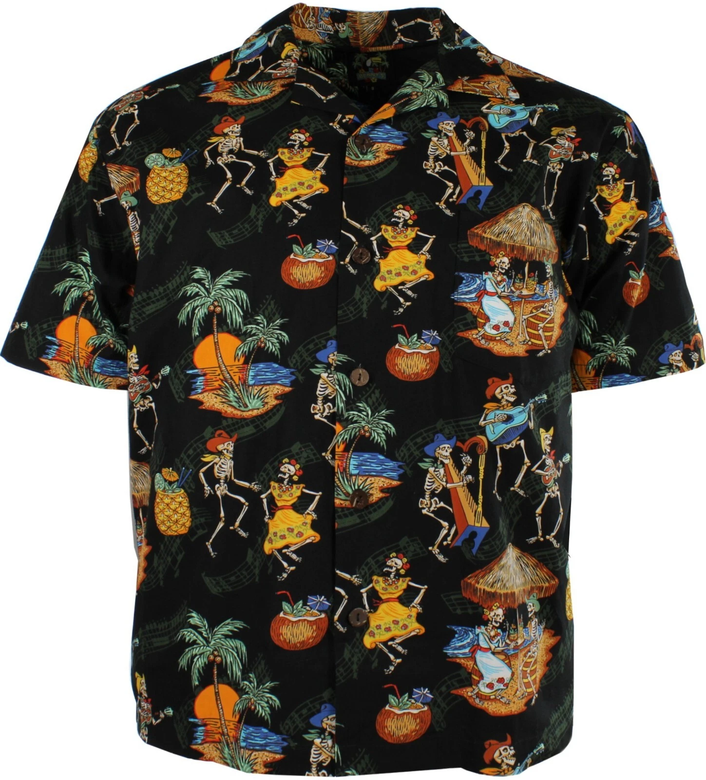 Benny's Mens Day of The Dead Fiesta in Veracruz Hawaiian Camp Shirt