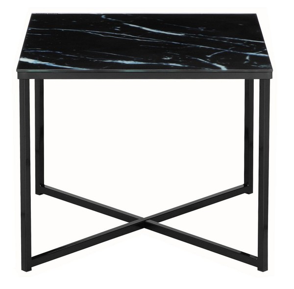 Beistelltisch Marmoroptik Schwarz 50X50X42 Cm Abstelltisch Wohnzimmertisch Tisch-image