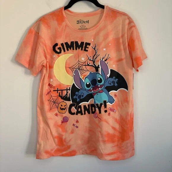 Lilo and Stitch Orange Tie-Dye Halloween Gimme Candy Kids Size XL New