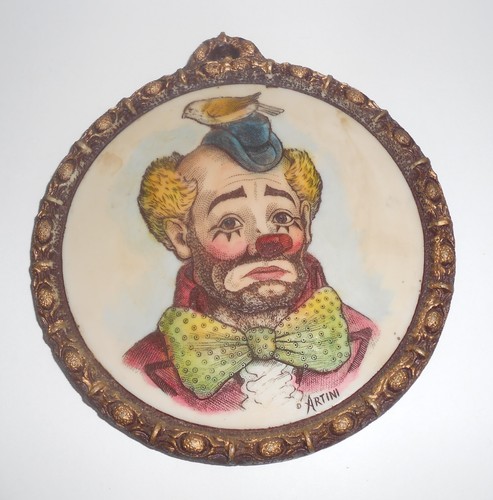 Lot of 2 Artini CLOWN Plaques - Sculptured Engravings, Hand Painted - Picture 2 of 5