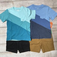 Wonder Nation Boys Outfits Size XS 4-5 . NWT 2 S/S Shirts  2 Pairs Of Shorts.