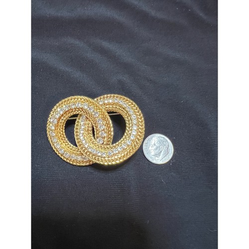 Pierre Balmain Haute Couture Goldtone Brooch Rhinestone Rings Paris box - Picture 9 of 9