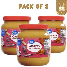Great Value Creamy Peanut Butter, Spread, 64 oz Jar 3 Pack