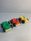 Lot of 3 Fisher Price Little People Vintage Cars  RED GREEN YELLOW