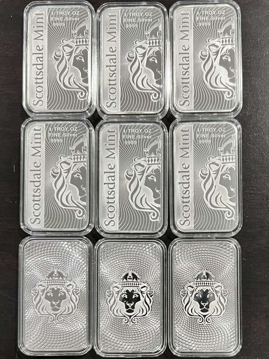 1 oz .9999 Fine Silver Vortex Bar Scottsdale Mint BU ✓ in CAPSULE
