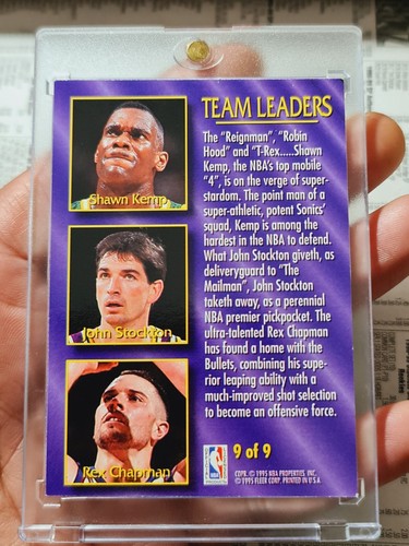 1994-95 Fleer Team Leaders #9 Stockton / Chapman / Shawn Kemp - Picture 2 of 2