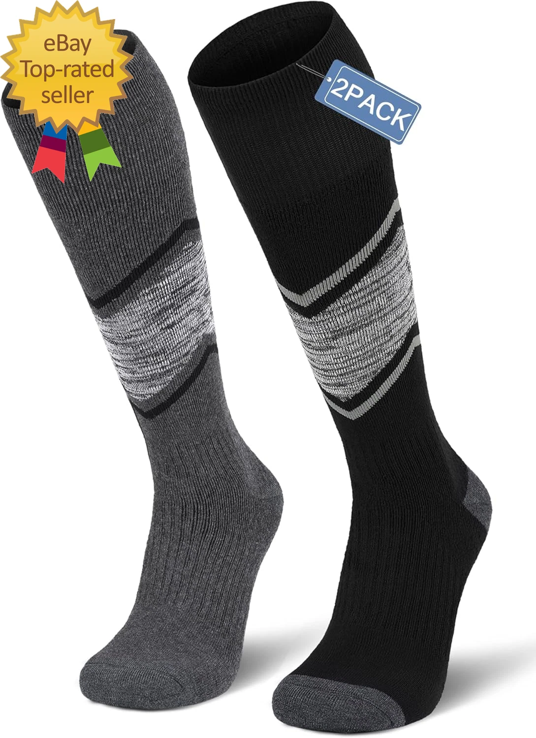2/3 Pack Merino Wool Ski Socks for Snowboarding Full Cushioned Winter Thermal