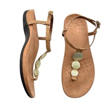 Vionic Lizbeth Thong Sandals w/ Cork Strap  Gold Medallion Embellishments