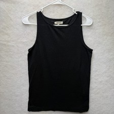 Madewell XXS Women?s Black Modern Linen Tank Crew Neck Tee