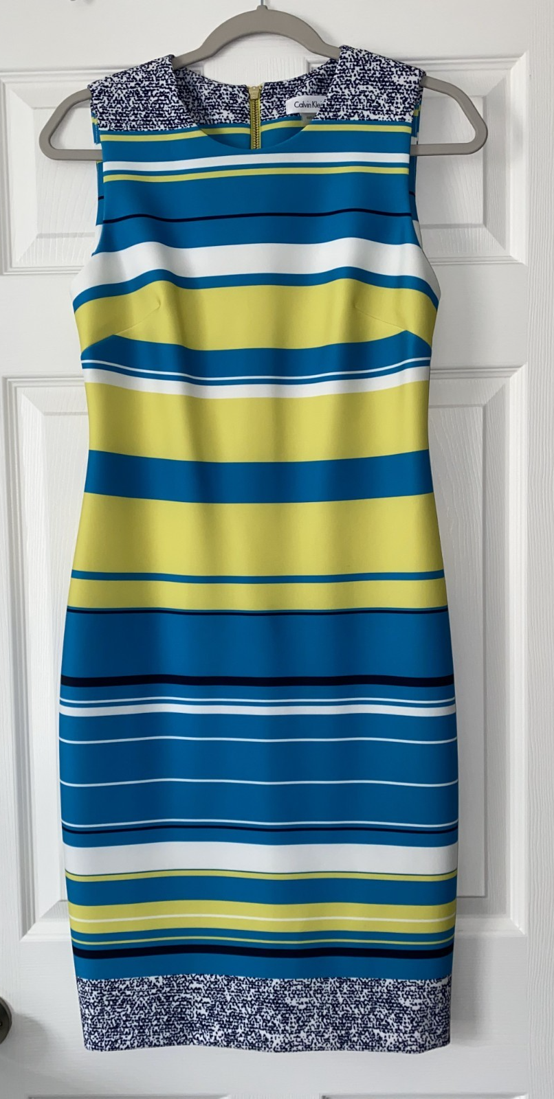 Calvin Klein Sheath Dress Women’s Size 6 Stripe Sleeveless Career Work Office