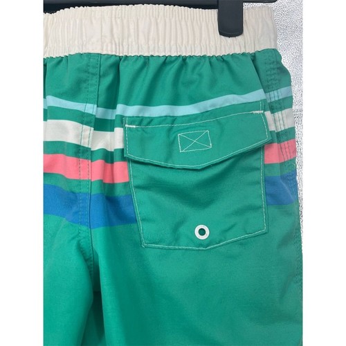 Mini Boden Boys' Green Striped Swim Shorts Size 6-7 Beachwear Trunks - Picture 7 of 8