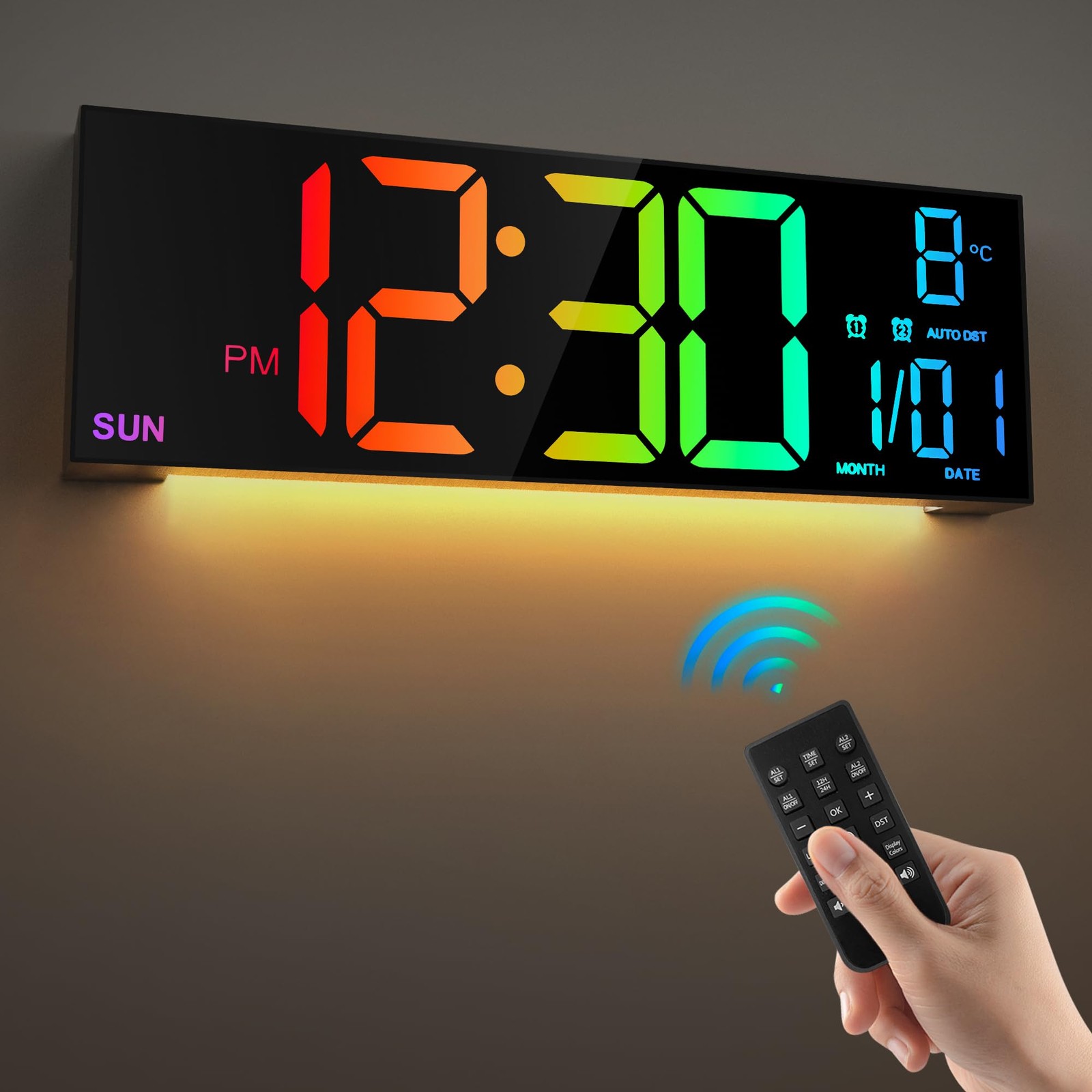 LEIKE 16.2'' Large Digital Wall Clock with Remote Control, B