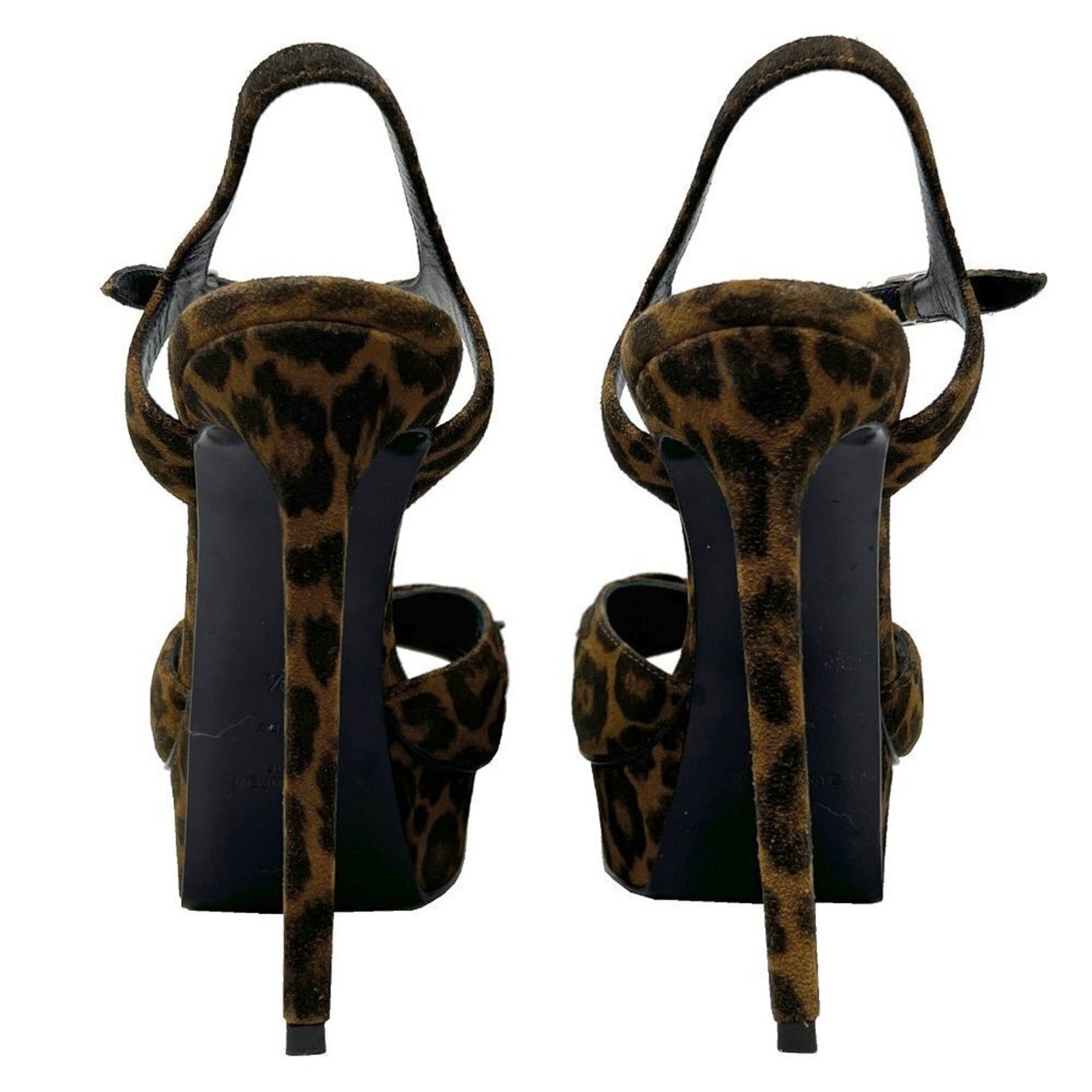Sandali Saint Laurent leopardati scamosciati bianca 105 plateau taglia 38 5