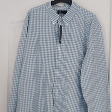 Fred Perry Blue & White Check Cotton Button-Down Shirt Long Sleeve XL Regular
