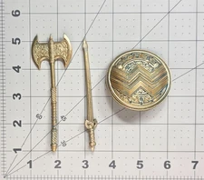 McFarlane DC Wonder Woman Sword Shield Weapon Patina 7" Custom Fodder Parts